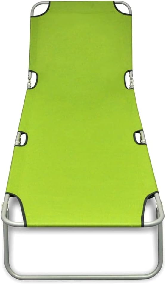 Sun Lounger Apple Green Polyester One Size Foldable Sun Lounger Outdoor Daybed Outdoor Recliner for Poolside Yard