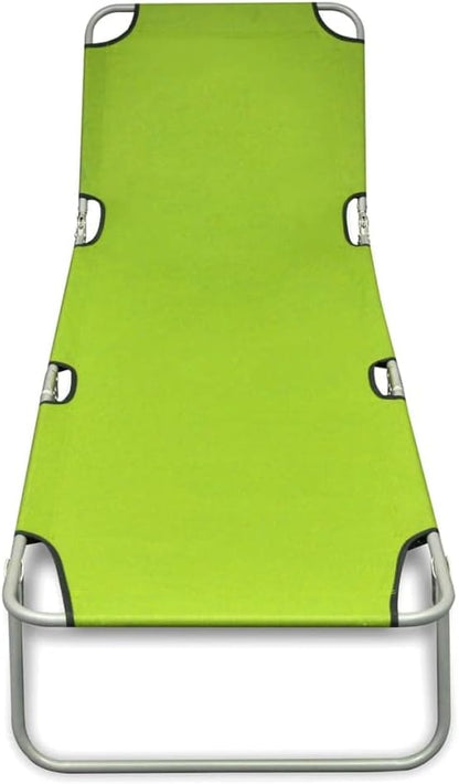 Sun Lounger Apple Green Polyester One Size Foldable Sun Lounger Outdoor Daybed Outdoor Recliner for Poolside Yard