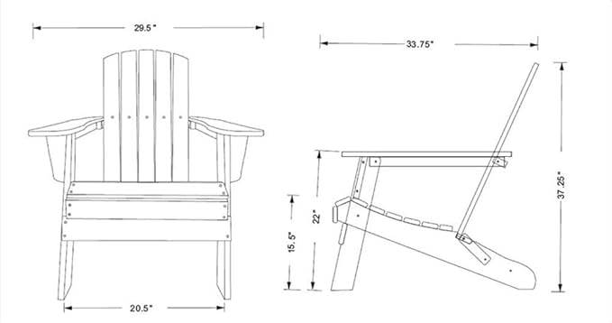Pemberly Row All-Weather Resin Folding Adirondack Chair, 37" H x 29" W x 32" D, UV-Protected HDPE Plastic, Red Finish, Scratch Resistant, Outdoor Patio or Porch Seating