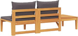 Solid Acacia Wood Garden Bench with Reversible Table, Plush Cushions, Dark Grey Finish for Patio, Balcony - Photo 5