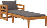 Sun Lounger with Dark Grey Cushion and Acacia Wood Frame - Photo 1