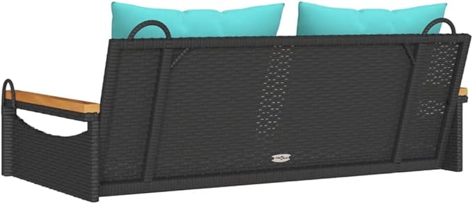 Patio Swing Bench Black and Blue for Two with Removable Cushions - Photo 7