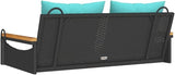Patio Swing Bench Black and Blue for Two with Removable Cushions - Photo 7