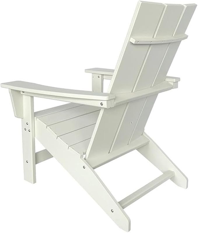 Pemberly Row Modern Resin Adirondack Chair, Weatherproof HDPE Plastic, White Finish, 35.5" H x 29" W x 32" D, Folding Design, UV-Protected Scratch-Resistant Surface, Indoor/Outdoor Patio Porch Garden