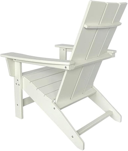 Pemberly Row Modern Resin Adirondack Chair, Weatherproof HDPE Plastic, White Finish, 35.5" H x 29" W x 32" D, Folding Design, UV-Protected Scratch-Resistant Surface, Indoor/Outdoor Patio Porch Garden