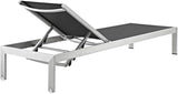 Modway Shore Outdoor Patio Chaise Aluminum Chair (Set of 2), Silver/Black, 2 Mesh Chaise - Photo 4