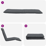Gray Oxford Fabric Metal Frame Folding Sun Lounger with Adjustable Backrest and Foam Padding - Photo 7
