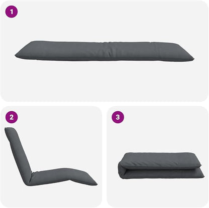 Folding Sun Lounger Gray Oxford Fabric Outdoor Chaise Lounge 68.9"x21.3" 3-Position Adjustable Backrest Lightweight Recliner for Patio Poolside Beach Camping Balcony