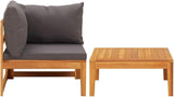 2 Piece Patio Lounge Set with Dark Gray Cushions Acacia Wood Outdoor Chairs Furniture Outdoor Patio Furniture Set - Photo 2