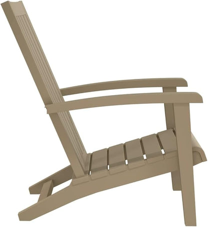 Light Brown Adirondack Chair 33.5" x 24.8" x 36.6" Polypropylene Outdoor Lounge Patio Seating for Garden, Deck and Balcony