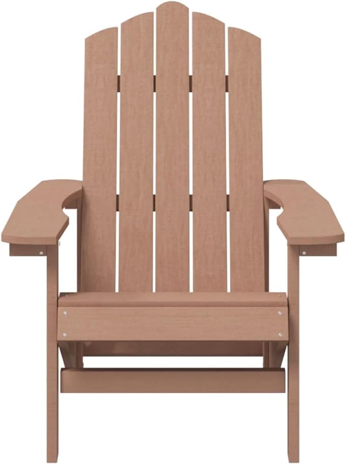 Brown HDPE Adirondack Chair Set with Side Table, 2 Chairs and Matching Table for Outdoor Patio Garden - Photo 5