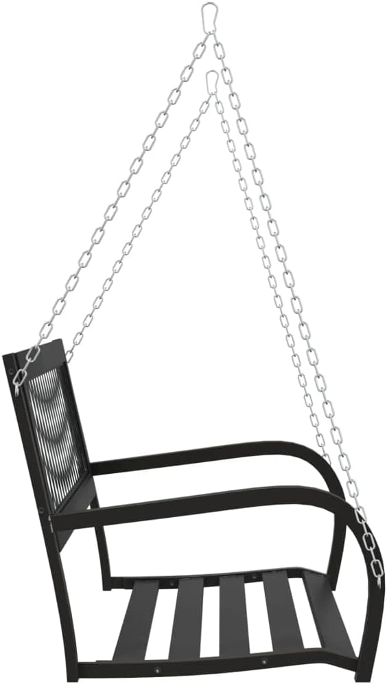 Black Steel and Plastic Garden Swing Bench for Outdoor Patio - Photo 3
