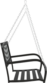Black Steel and Plastic Garden Swing Bench for Outdoor Patio - Photo 3