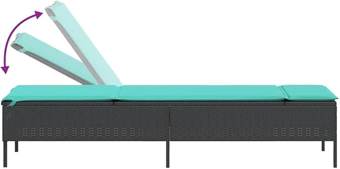Patio Sun Lounger Set of 2 with Blue Cushions, Adjustable Backrest Outdoor Furniture for Garden, Poolside, Balcony - Photo 7