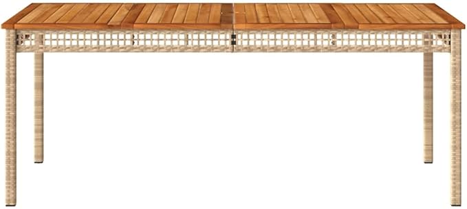 Large Rectangular Garden Table, Outdoor PE Rattan Dining Table for 6, Weather-Resistant Patio Furniture for Backyard - Photo 5