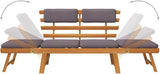 Garden Bench Deck Bench 2-in-1 Patio Daybed with Cushion 74.8" Solid Acacia Wood - Photo 7