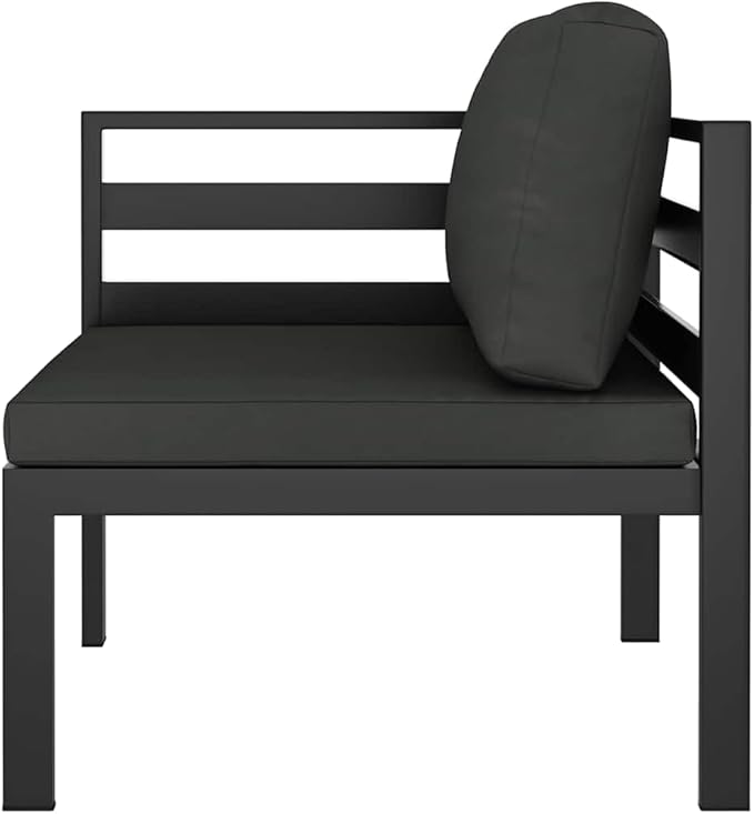 Anthracite Outdoor Sectional Corner Seat 27.6x27.6x25.4 in Aluminum Frame Lightweight Modular Patio Couch for Balcony - Photo 4
