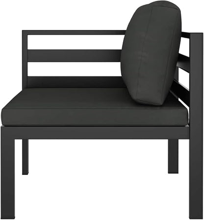 Anthracite Outdoor Sectional Corner Seat 27.6x27.6x25.4 in Aluminum Frame Lightweight Modular Patio Couch for Balcony Garden and Terrace