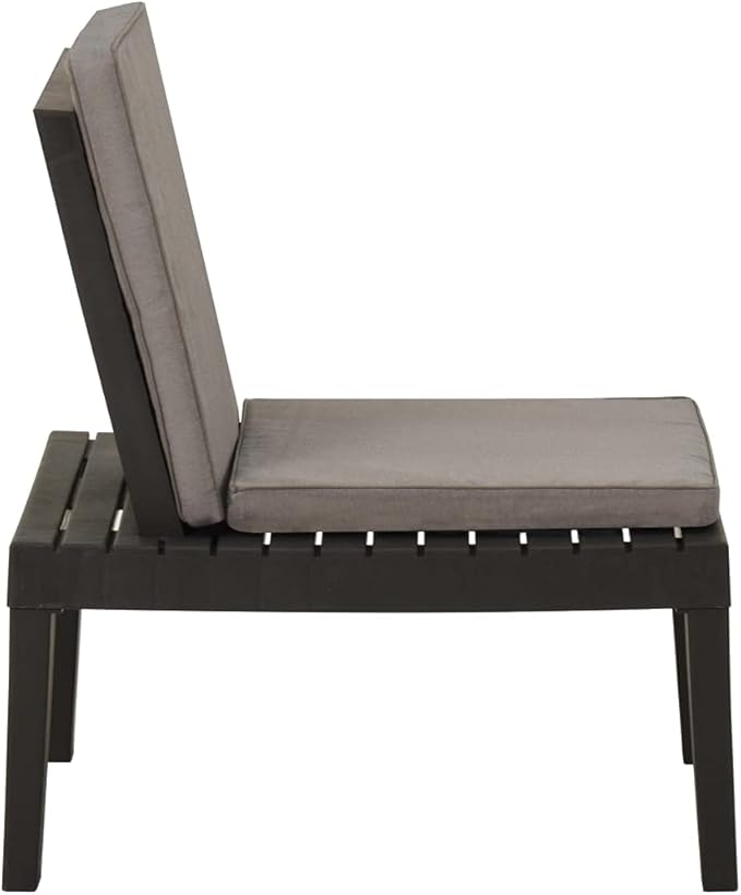 Patio Lounge Chair with Cushion Plastic Gray Front Porch Furniture Outdoor Chair Outdoor Furniture Suitable for lawns, Pools and patios.