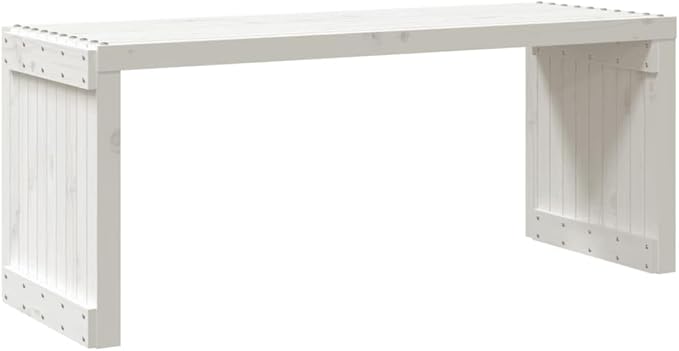 White Solid Pine Wood Extendable Garden Bench, Large Outdoor Seating Furniture for Patio and Balcony, Adjustable Length from 44.5 to 83.7 Inches, Durable Weather-Resistant