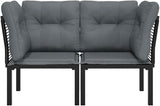 Black Poly Rattan Corner Chair 24.4" Modular Outdoor Seating with Cushions, Compact Balcony or Patio Furniture Piece - Photo 3