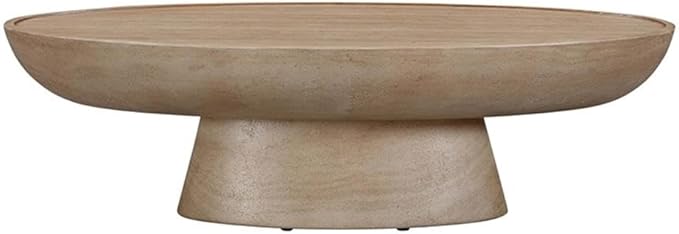 Pemberly Row Eclipse Stone Coffee Table, 47.2" W x 23.8" D x 14" H, Faux Travertine Beige Finish - Photo 4
