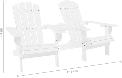 White Solid Fir Adirondack Outdoor Lounge Chair 36x64.6x35.4 in Ergonomic Folding Patio Recliner for Garden, Balcony & Lawn Seating