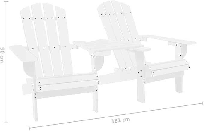 White Solid Fir Wood Ergonomic Garden Chair, Classic Adirondack Design for Patio Balcony Outdoor Relaxation - Photo 2