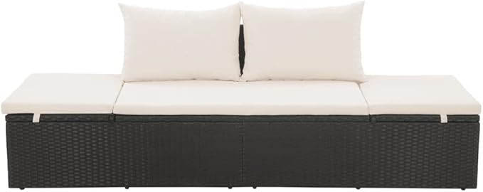 Patio Bed,Pool Lounge Chairs,Outdoor Chaise Lounge,Patio Lounge Chair,Outdoor Furniture,Outdoor Garden Chair,for Pool Side,Balcony,Beach,Yard, Black 76.8"x23.6" Poly Rattan