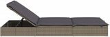 2-Person Grey PE Rattan Chaise Lounge, 79"x43" Steel Frame Poolside Sunbed, Adjustable Backrest, Removable Cushions - Photo 5