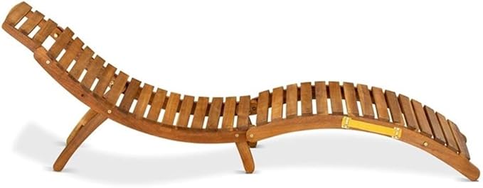 East West Furniture BHNU1NA Helena Patio Chaise Lounge - Outdoor Acacia Wood Sunlounger Chairs for Poolside, Deck, Lawn, 72x22x25 Inch, Natural Oil