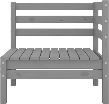 3-Piece Modular Garden Lounge Set, Solid Pine Wood Patio Furniture with Table, Weathered Grey Finish for Outdoor Backyard Living Space