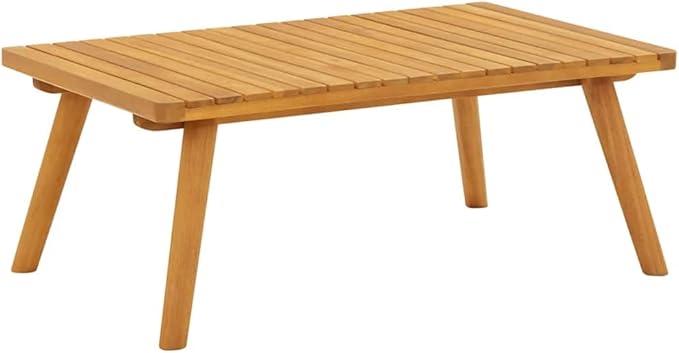 Garden Coffee Table Golden Brown Solid Acacia Wood Outdoor Furniture with Slatted Top Durable Construction for Patio - Photo 3