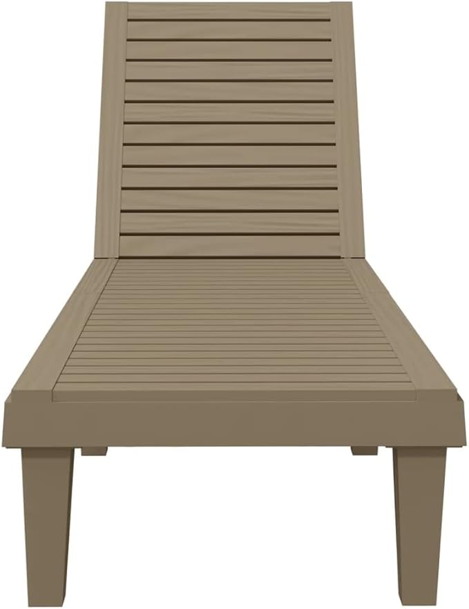 Light Brown Polypropylene Adjustable Folding Sun Lounger 61 x 22.8 x 32.7 in UV Resistant Outdoor Chaise Lounge for - Photo 4