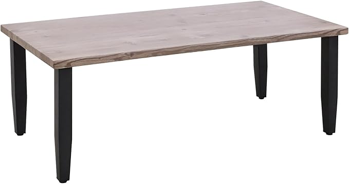 COOS BAY Modern Outdoor Table, Patio Coffee Table with Wood Grain Top, Metal Weather-Resistant Table for Deck, Porch, Balcony, Garden, 47.2" x 23.6" x 16.5", Brown