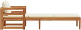 Acacia Wood Sun Lounger with Cushions, Patio Outdoor Chaise Lounge Chair for Poolside Garden Backyard - Photo 5