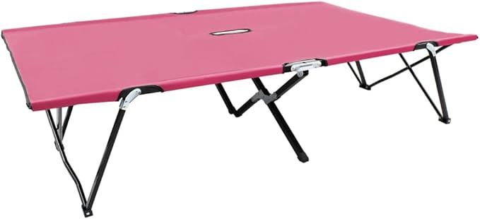 Double Folding Sun Lounger Pink 600D Polyester Steel Frame 76.4 x 48.8 x 17.3 in Holds 529 lbs Outdoor Chaise for - Photo 1