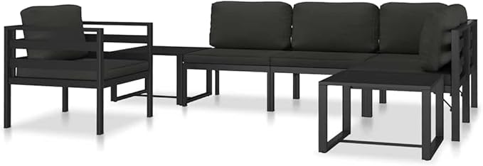 Aluminum Modular Outdoor Sectional Middle Sofa 27.6"x25.4"x25.4" Anthracite Powder-Coated Frame with Weather-Tough - Photo 8
