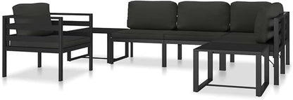 Aluminum Modular Outdoor Sectional Middle Sofa 27.6"x25.4"x25.4" Anthracite Powder-Coated Frame with Weather-Tough Cushions for Patio Balcony Living Room