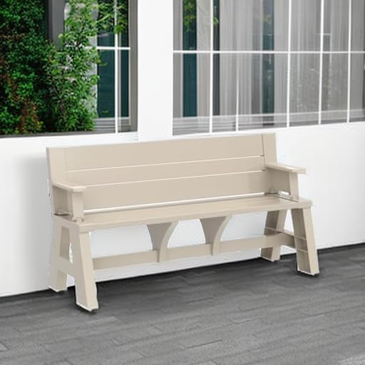 Convert-a-Bench Gen 1 2-in-1 Outdoor Convertible Bench to Picnic Table | Space-Saving, Weather-Resistant Patio Furniture for Yard, Deck, Garden | Easy Assembly & Durable Design - 1 Bench/Order, Adobe