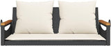 Black Poly Rattan Swing Bench with Removable Cushions, UV Resistant Outdoor Patio Furniture for Garden and Balcony - Photo 4