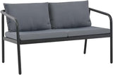 Patio Furniture Set 2-Seater Garden Bench Dark Grey Frame Light Grey Cushions Aluminum Polyester Modern Style Comfy - Photo 1
