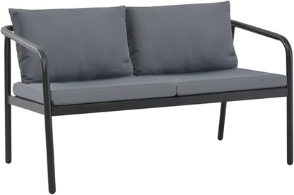 Patio Furniture Set 2-Seater Garden Bench Dark Grey Frame Light Grey Cushions Aluminum Polyester Modern Style Comfy Functionality for Garden Balcony