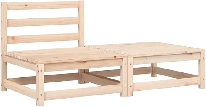 Rustic Garden Armless Sofa Solid Pine Wood Outdoor Seating with Weather-Resistant Cushions for Patio Balcony Backyard Comfortable Two-Person Bench