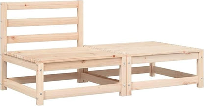 Rustic Garden Armless Sofa Solid Pine Wood Outdoor Seating with Weather-Resistant Cushions for Patio Balcony Backyard Comfortable Two-Person Bench