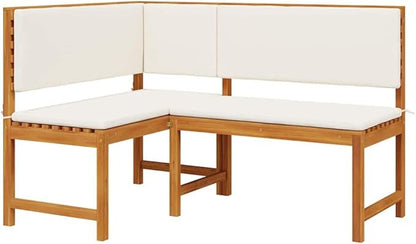 3-Piece Solid Acacia Wood Garden Bench Set in Brown, Outdoor Patio Furniture with Rustic Charm, Durable Weather-Resistant Seating for Terrace and Backyard