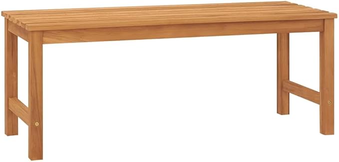 Solid Teak Wood Bench 45 Inch Outdoor Bench Brown Rectangular Weather-Resistant Garden Patio Entryway Seating for 3
