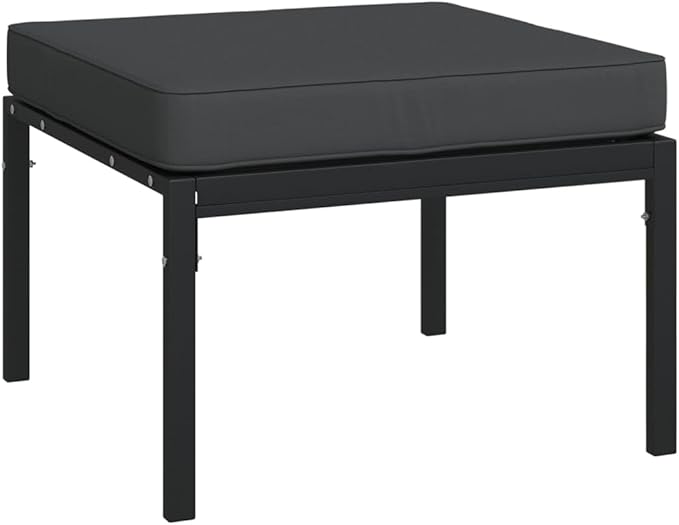 Patio Footstools with Gray Cushions 2 pcs 23.6"x23.6"x13.8" Steel Outdoor Chairs Furniture Balcony Furniture Suitable - Photo 4