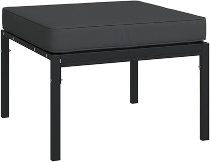 Patio Footstools with Gray Cushions 2 pcs 23.6"x23.6"x13.8" Steel Outdoor Chairs Furniture Balcony Furniture Suitable for Gardens, Pools, patios.