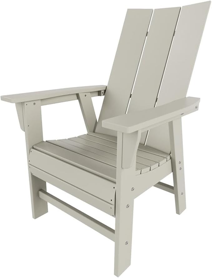 Costaelm Outdoor Adirondack Chair, HDPE Patio Balcony Chairs, Portside Seashell Nautical Curveback Adirondack Chair and Fire Pit Chairs, Sand